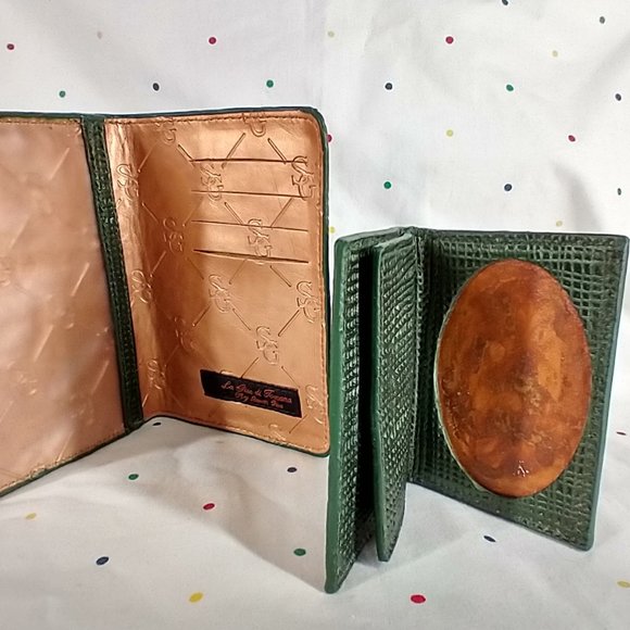 La Gioe Di Toscana By Sharon Gioe Green Leather Satchel Travel Bag - Picture 15 of 16